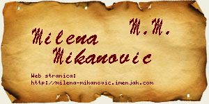 Milena Mikanović vizit kartica